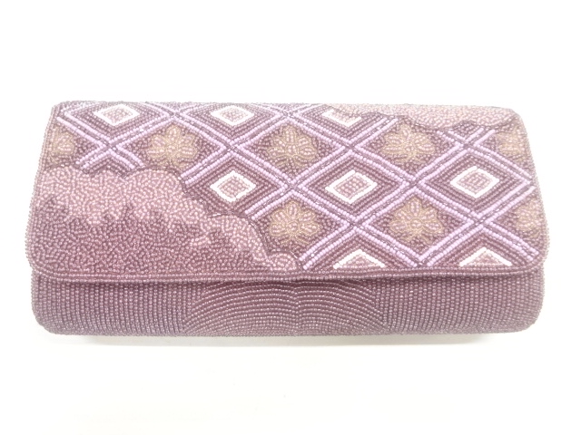JAPANESE KIMONO / ANTIQUE BEADED DIAMOND / FLORAL PATTERN BAG